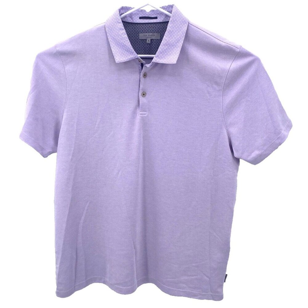 Ted Baker London Polo Shirt Mens 6 Jersey Golf Lavender Contrast Collar 2XL 48